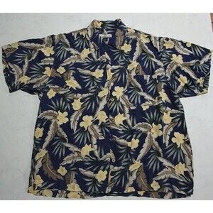 Tommy Bahama Hibiscus 100% Silk Hawaiian Palm Tropical Aloha Shirt 2XL NWOT
